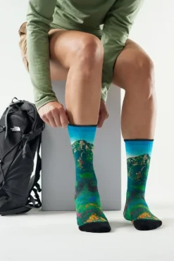 Chaussettes De Randonnée Women’S Hike Targeted Cushion Mountain Lake Print