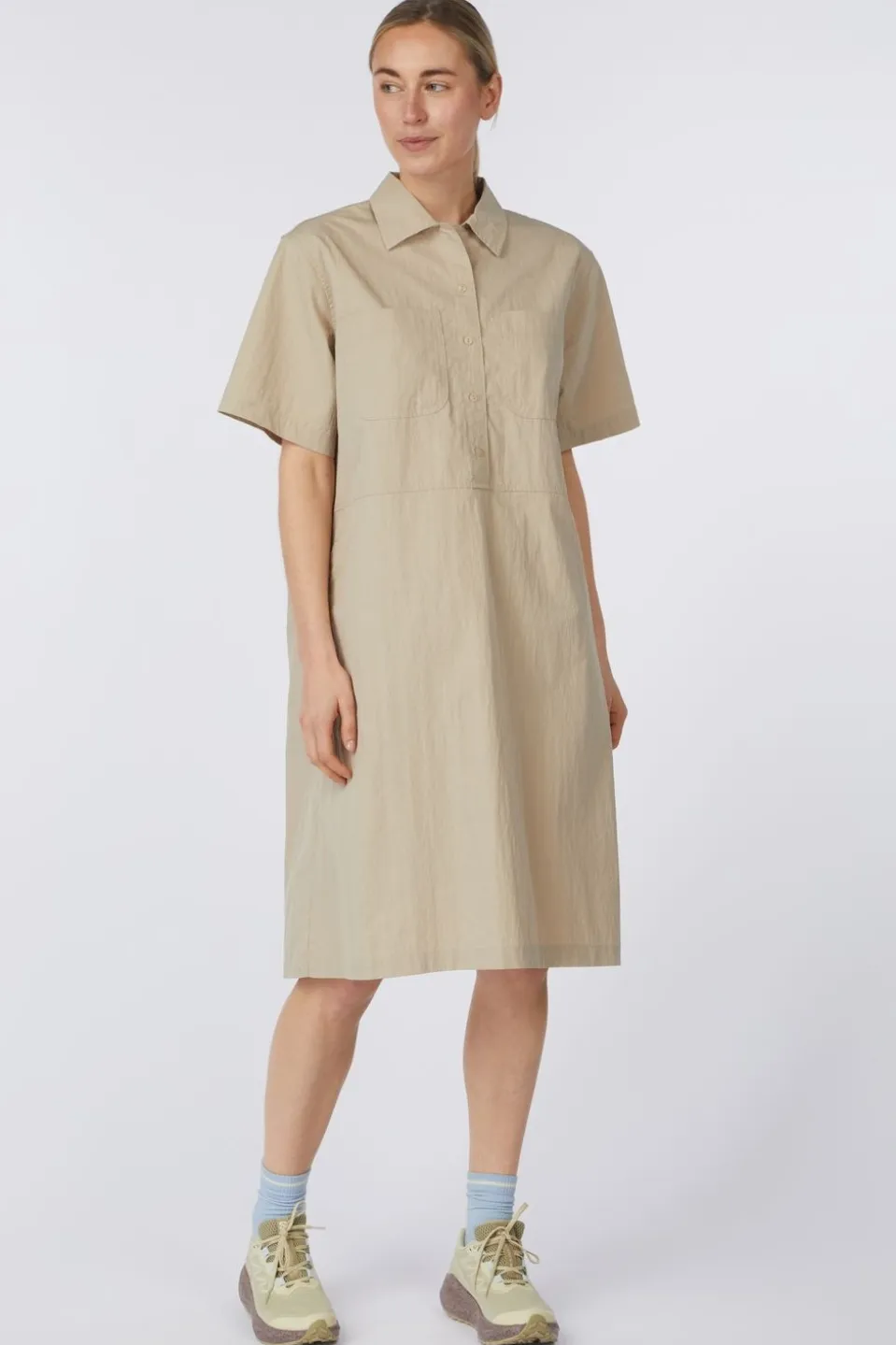 Robe Pocket Half Shirt Dress