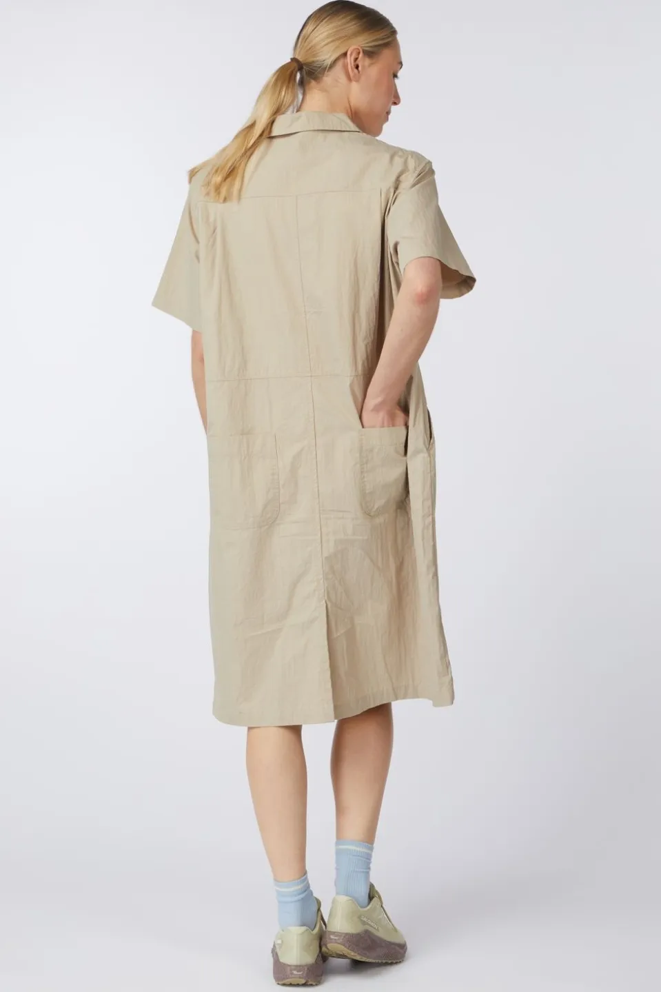 Robe Pocket Half Shirt Dress