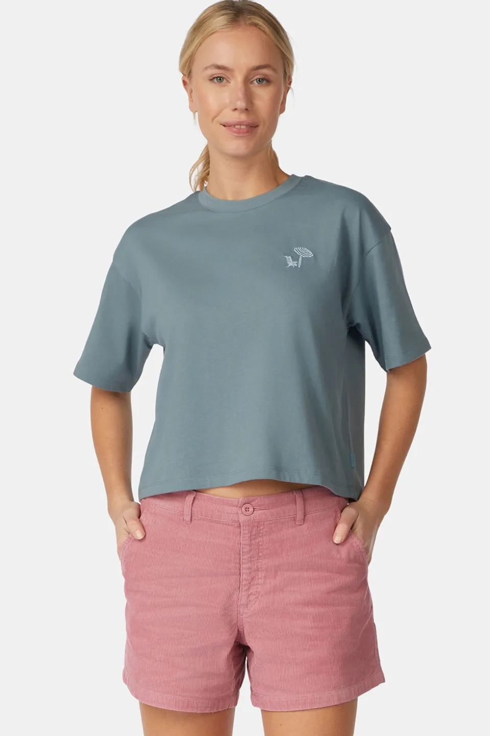 T-Shirt Cropped Mini Embroidery Tee W